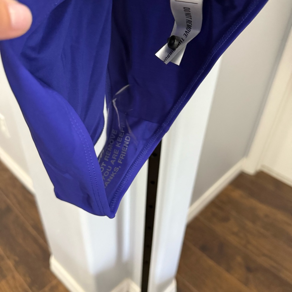 TA3 Scoopy Seamed Zip Sculpting One Piece NWT XS XLong Contour Blue Black - Picture 7 of 8